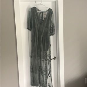 Sage Green romper lace dress